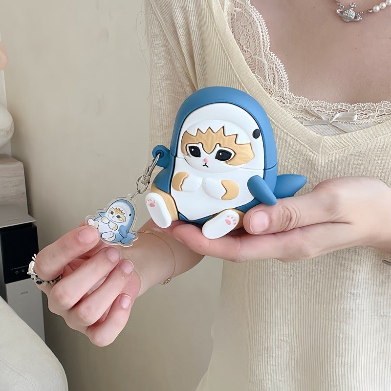 Cute Dress Shark Cat Suitable For Airpodspro2 Apple Wireless Bluetooth Earphone Case 3 Pendant 1 Generation Pro Set - Image 4